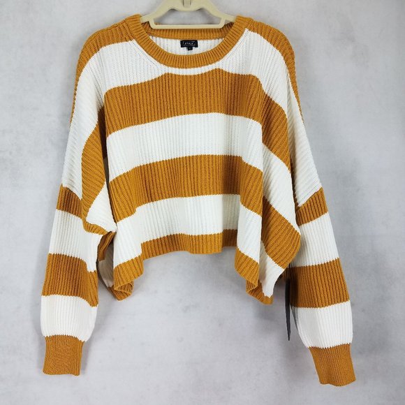 Lira Sweaters - NEW Lira Nordstrom L Sahara Crop Pullover Sweater Amber Stripe Loose fit